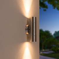 Dax LED dimbare wandlamp - Tweezijdig Up & Down - excl. 2x GU10 spots - IP65 voor binnen- en buitengebruik - RVS