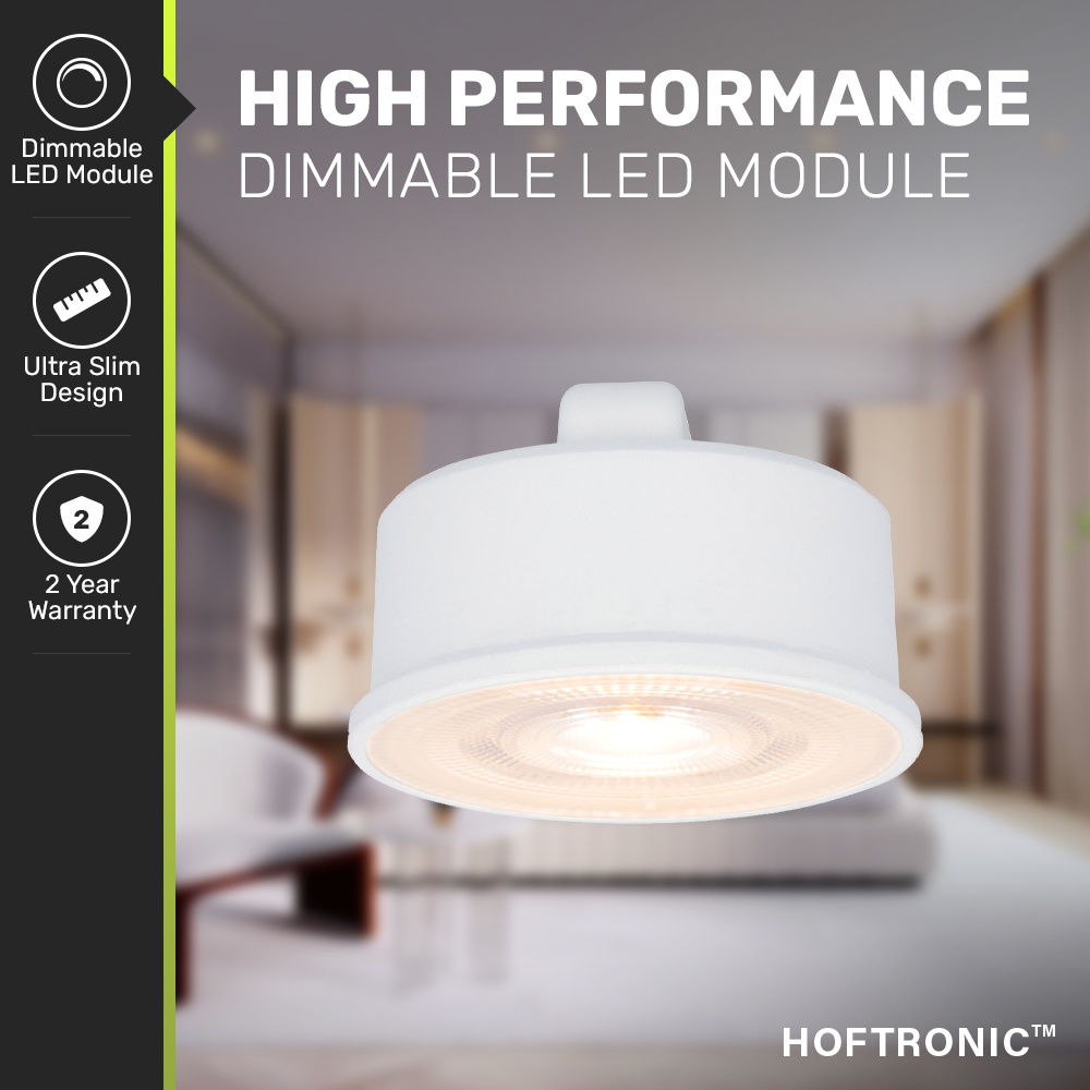 Dimbare LED module - Vervangt GU10 - Lage inbouwdiepte - 2700K warm wit - 3.8 Watt - 270 Lumen - Universeel - Ultra dun