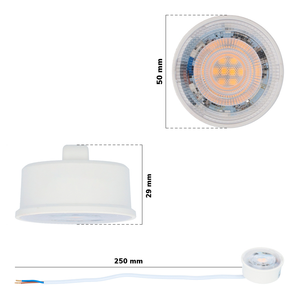 3x Dimbare LED module - Vervangt GU10 - Lage inbouwdiepte - 2700K warm wit - 3.8 Watt - 270 Lumen - Universeel - Ultra dun