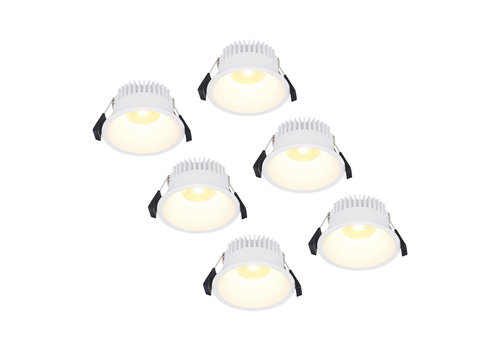 LED Downlight Slim 6 Pack - Inbouw Rond 6W - Warm Wit 2700k Mat Wit Aluminium O120mm