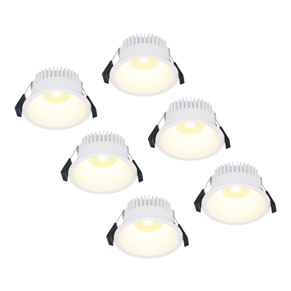 6x Finn Dimbare LED inbouwspot - 10 Watt - Plafondspot - 2700K warm wit - 900 Lumen - Binnen & buiten - Verzonken spot - Wit
