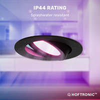 Set of 6 smart LED recessed downlights Rome - Black - 6 Watt - WiFi & Bluetooth - RGBWW - IP44 - Dimmable - Tiltable