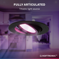 Set of 6 smart LED recessed downlights Rome - Black - 6 Watt - WiFi & Bluetooth - RGBWW - IP44 - Dimmable - Tiltable