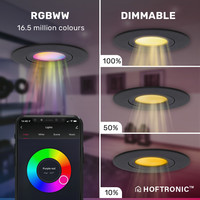 6x Smart LED downlight Napels black 8 Watt RGBWW IP65 tiltable WiFi + Bluetooth