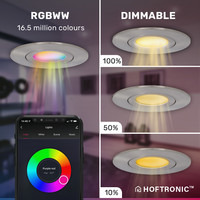 6x Smart LED inbouwspots Napels RVS 8 Watt RGBWW IP65 kantelbaar WiFi + Bluetooth
