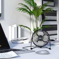 USB ventilator - Ø13cm - Met aan/uit schakelaar - Aluminium - Zwart - Bureau ventilator - Mini ventilator