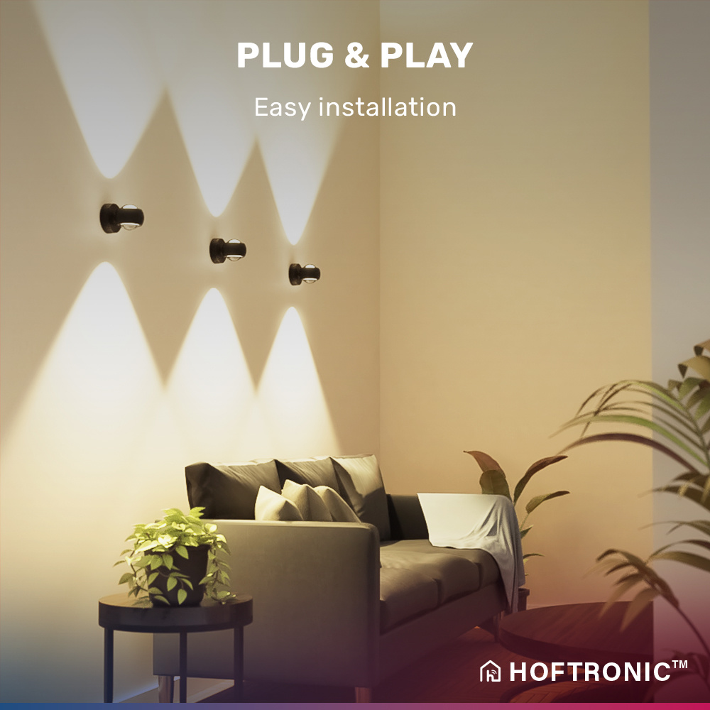 Cupo Smart wandlamp - RGBWW - WiFi & Bluetooth - 10 Watt - Up & Down light - IP54 - Slimme verlichting - Google home & Amazon Alexa - Zwart voor binn