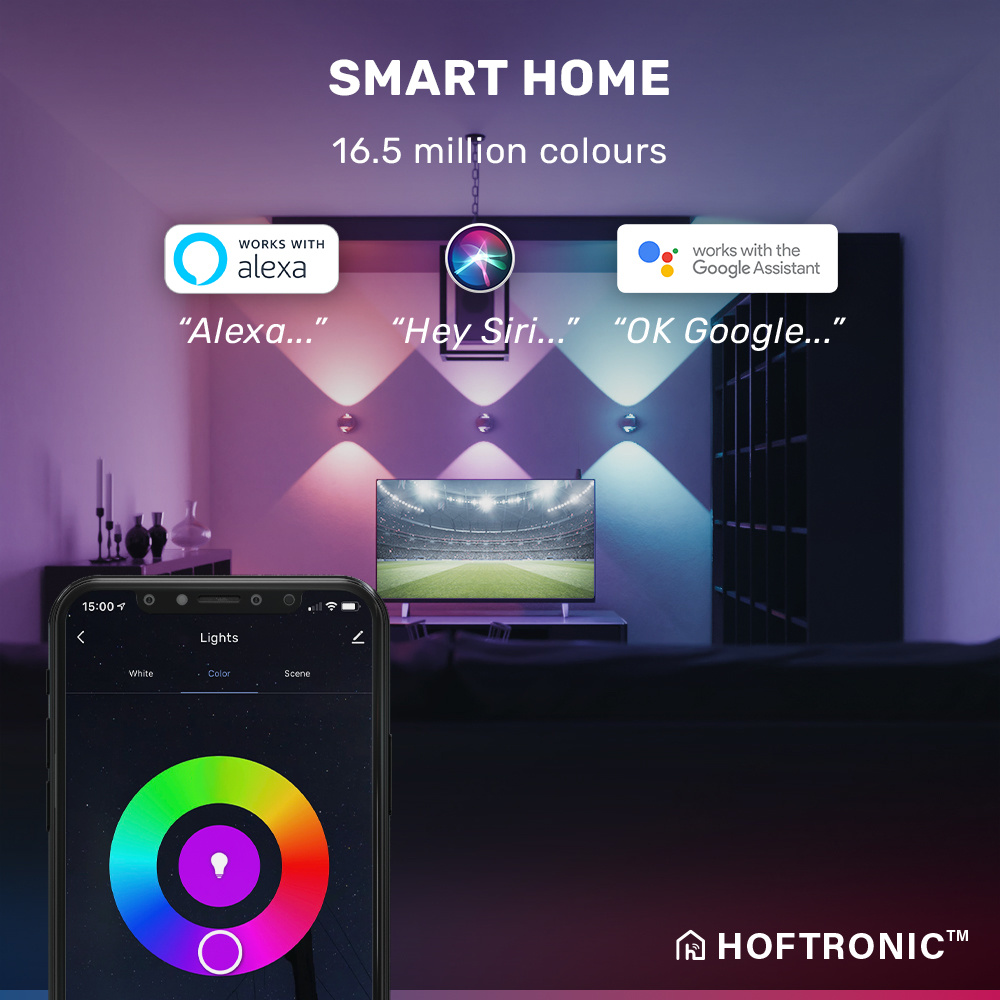 Cupo Smart wandlamp - RGBWW - WiFi & Bluetooth - 10 Watt - Up & Down light - IP54 - Slimme verlichting - Google home & Amazon Alexa - RVS voor binnen