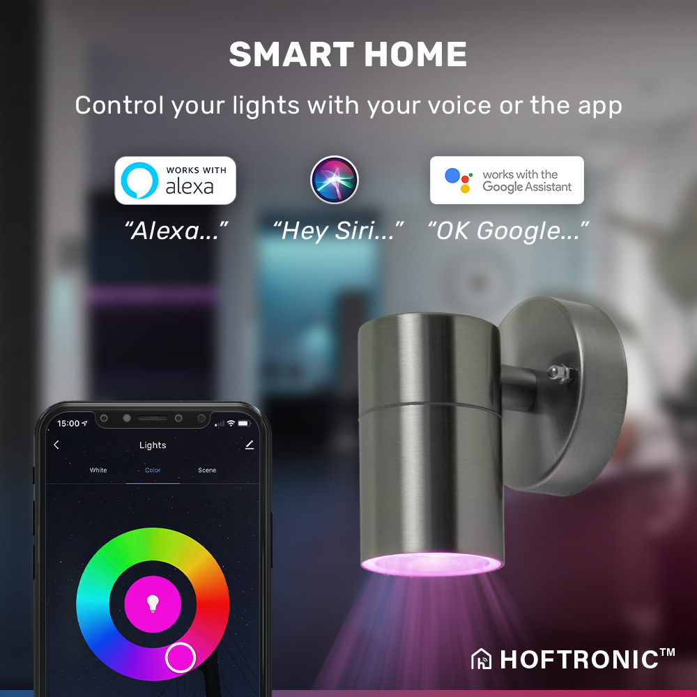Smart WiFi+BLE LED Wandlamp Mason RVS IP44 voor binnen en buiten