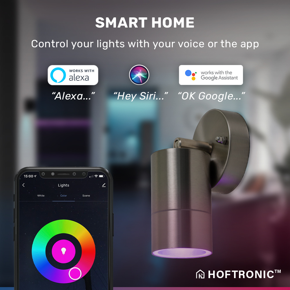 Lago kantelbare wandlamp - Smart - IP44 - Incl. RGBWW GU10 spotje - WiFi & Bluetooth - Spotlight voor binnen en buiten - Geschikt als wandspot en plaf