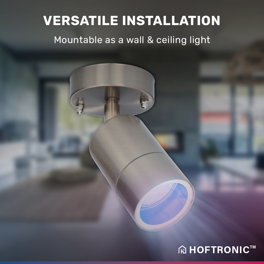 Lago kantelbare wandlamp - Smart - IP44 - Incl. RGBWW GU10 spotje - WiFi & Bluetooth - Spotlight voor binnen en buiten - Geschikt als wandspot en plaf