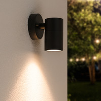 Wandlamp Mason - IP44 Spatwaterdicht - Muurlamp voor binnen en buiten - Incl. 2700K warm witte GU10 spot - Dimbaar - Industriële wandlamp - Zwart