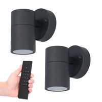 Set van 2 dimbare LED Wandlamp Mason 2700K - Zwart - IP44 - GU10 - Incl. dimmer met afstandsbediening