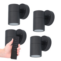 Set van 4 dimbare LED Wandlamp Mason 2700K - Zwart - IP44 - GU10 - Incl. dimmer met afstandsbediening