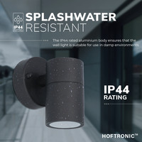 Wandlamp Mason - IP44 Spatwaterdicht - Muurlamp voor binnen en buiten - Incl. 2700K warm witte GU10 spot - Dimbaar - Industriële wandlamp - Zwart