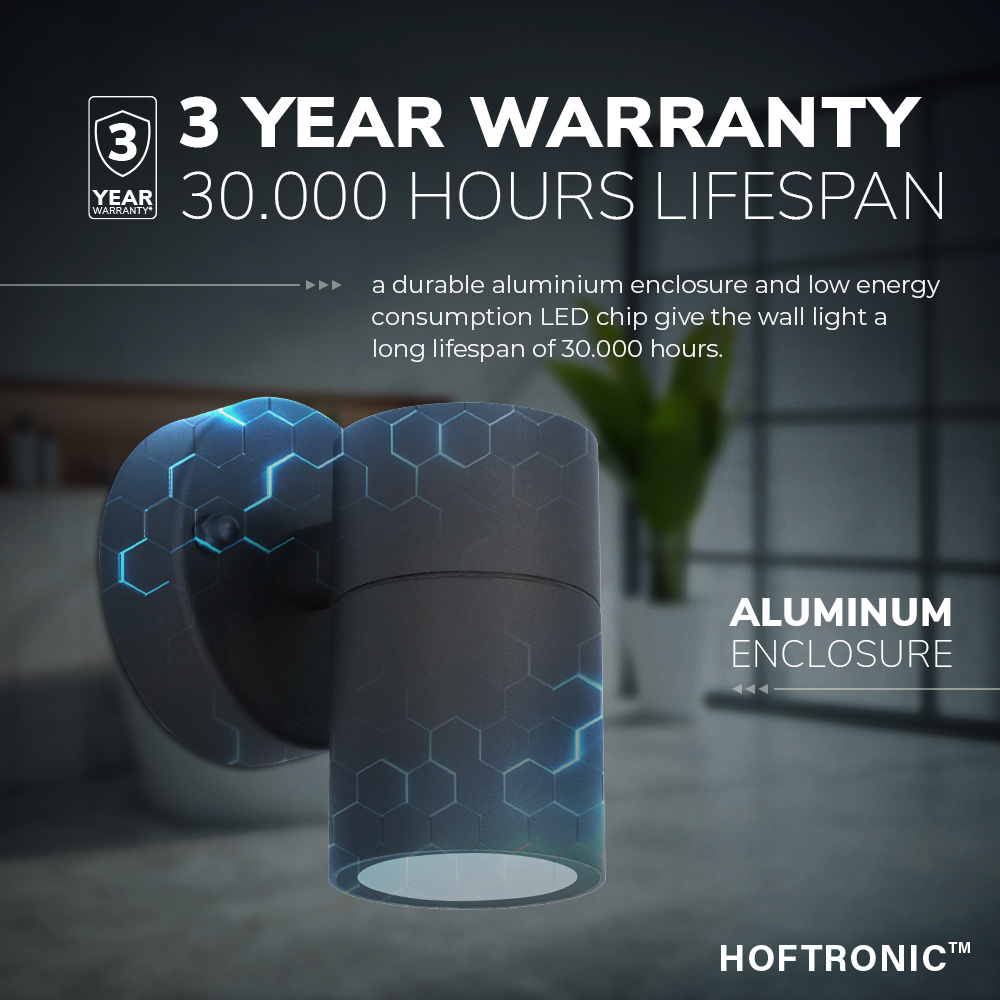 Wandlamp Mason - IP44 Spatwaterdicht - Muurlamp voor binnen en buiten - Incl. 2700K warm witte GU10 spot - Dimbaar - Industriële wandlamp - Zwart voo