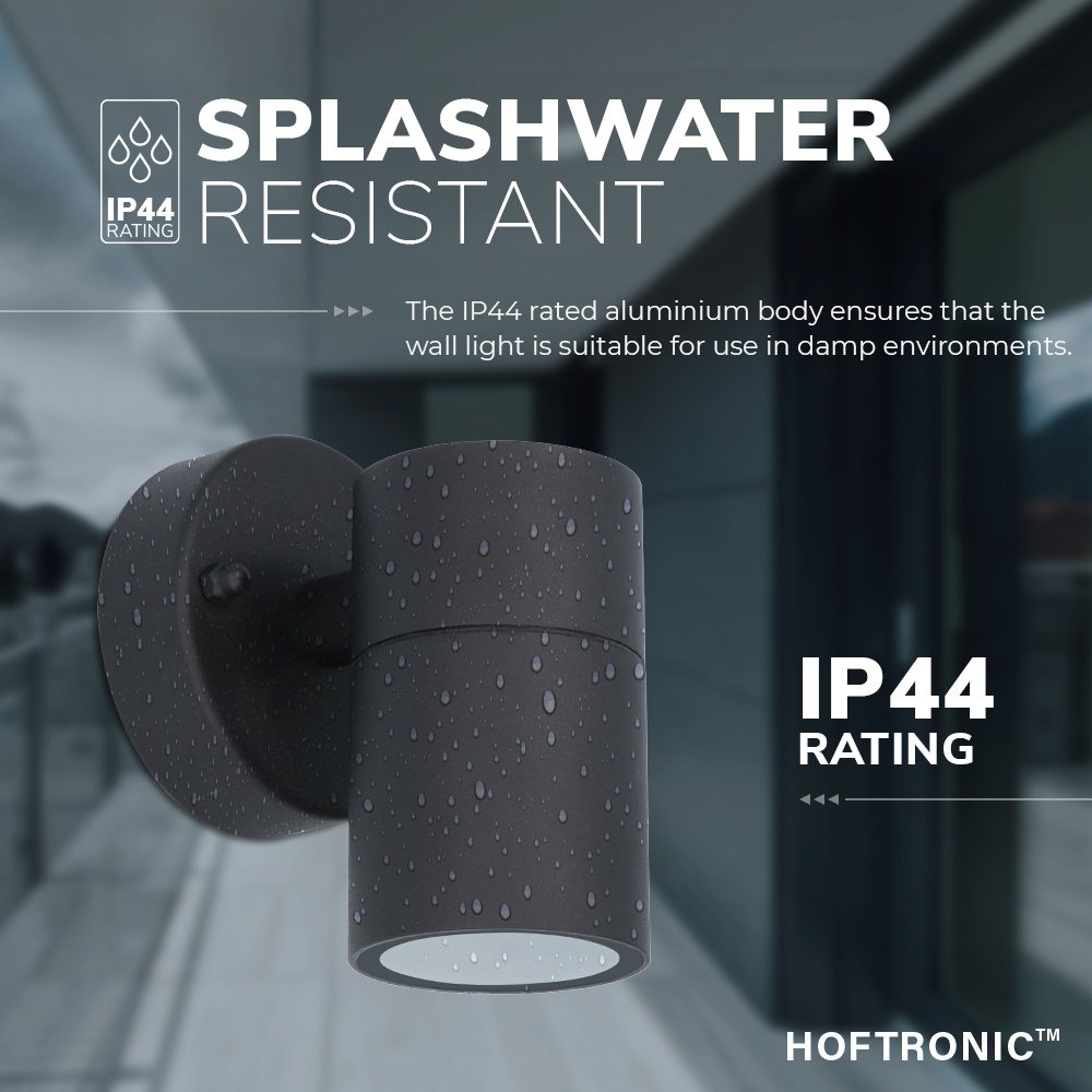 Wandlamp Mason - IP44 Spatwaterdicht - Muurlamp voor binnen en buiten - Incl. 6000K Daglicht witte GU10 spot - Dimbaar - Industriële wandlamp - Zwart
