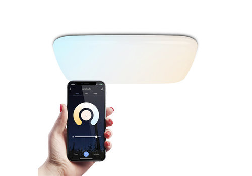 Lindby Smart LED plafondlamp Mirren hout 39,5cm CCT Tuya