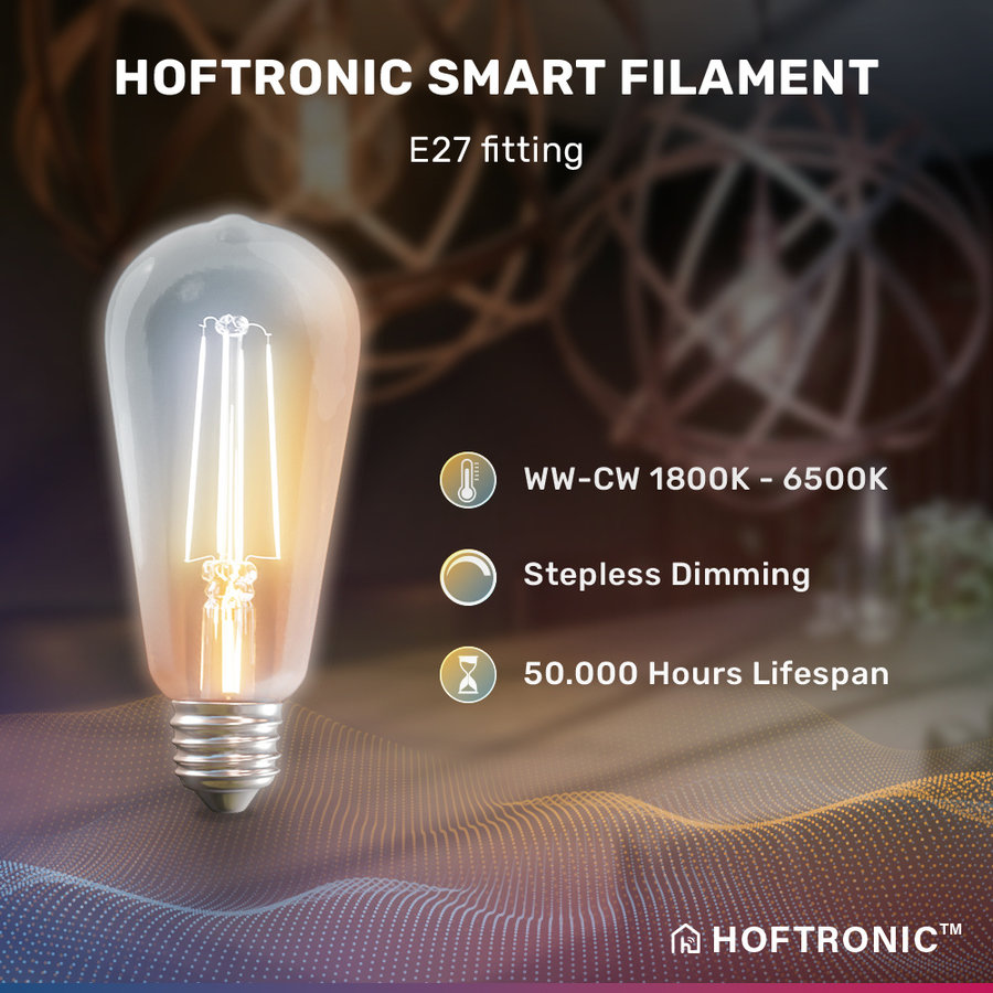 Smart E27 LED filament lamp - ST64 - - 806lm - 7