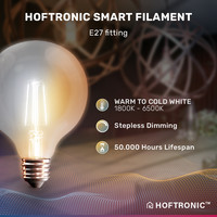 6x Smarte Glühbirne E27 - G125 - Wifi & Bluetooth - 806lm - 7 Watt - Warmweiß bis Kaltweiß