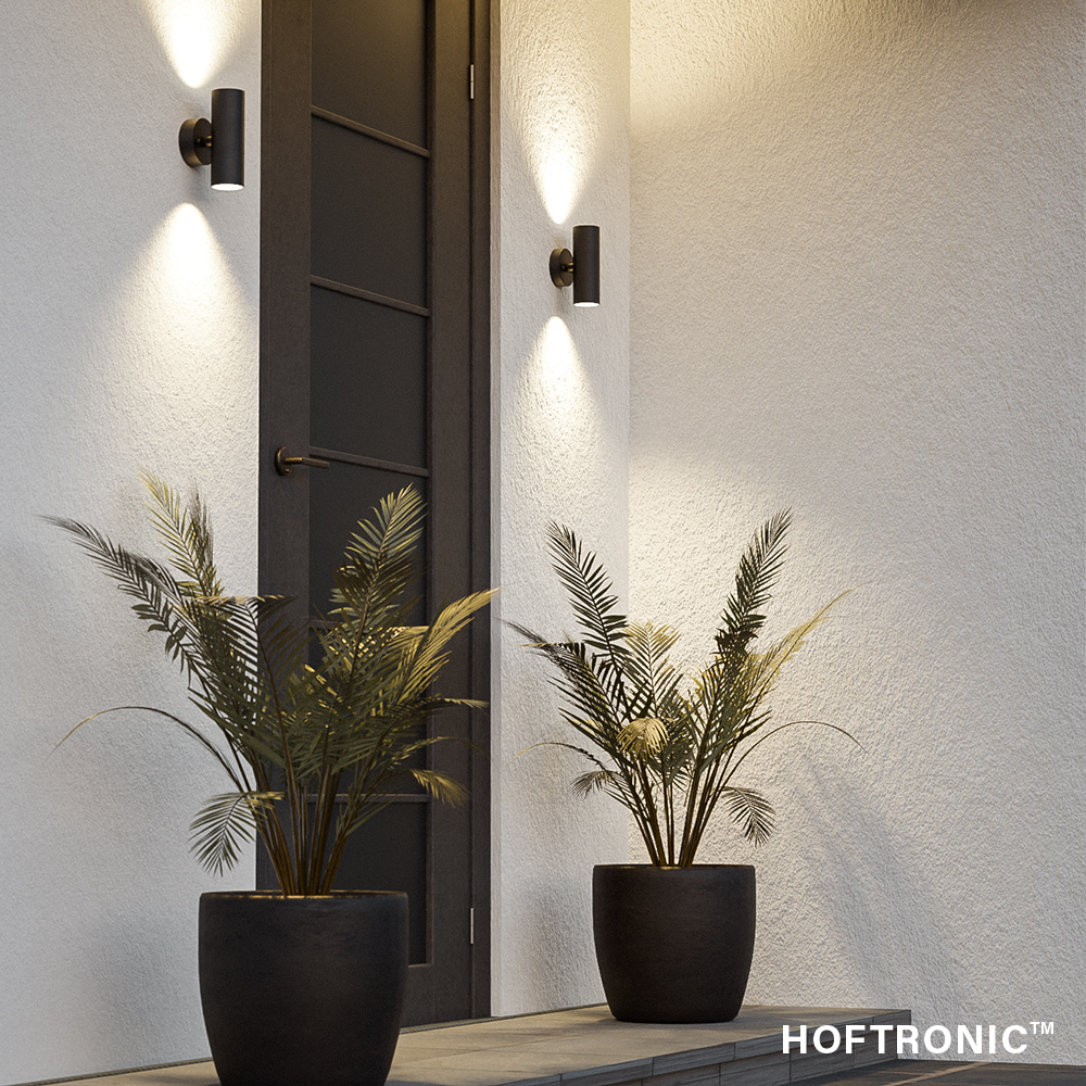 Blenda dimbare LED Wandlamp - 6000K daglicht wit - GU10 - Rond - Up & Down light - Zwart - IP44 voor buiten voor binnen en buiten