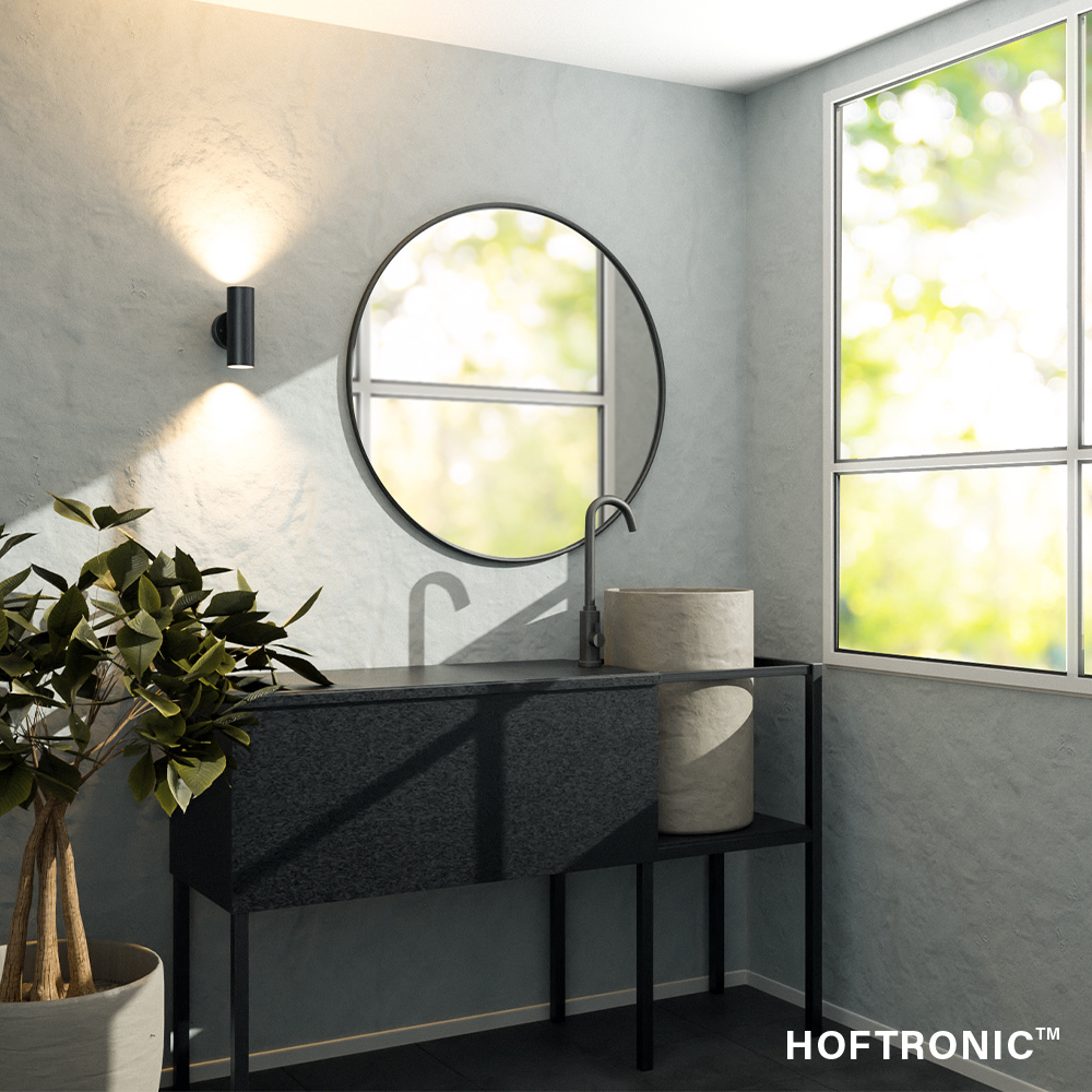 LED Wandlamp Blenda GU10 rond Up & Down light zwart IP44 excl. lichtbron voor binnen en buiten
