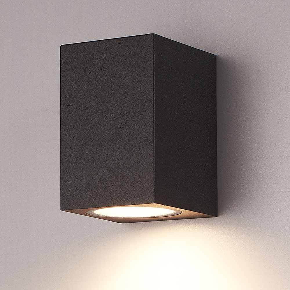 Hofronic Marion Dimbare LED wandlamp kubus Incl. 5 Watt 2700K GU10 spot IP65 Zwart Binnen en buiten 3 jaar garantie