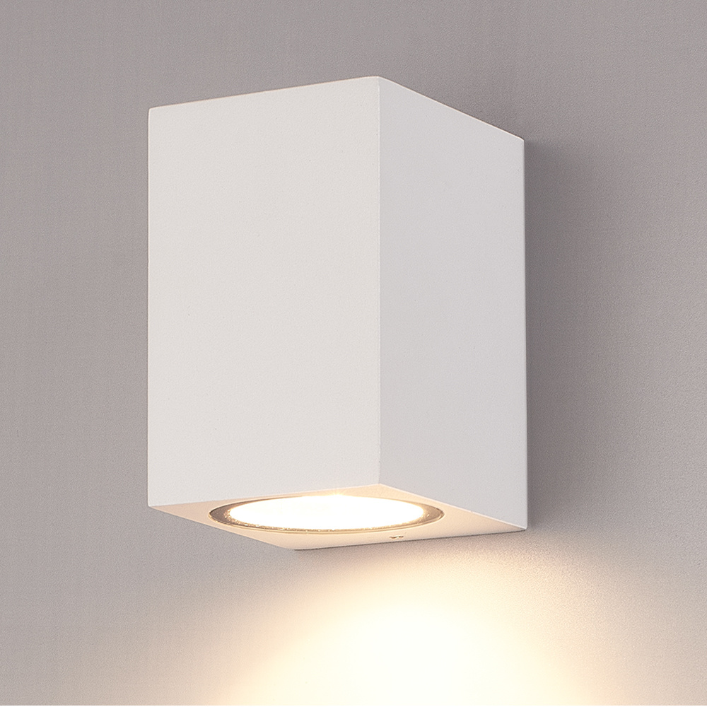 Marion - Dimbare LED wandlamp kubus - Incl. GU10 spot - 5 Watt 400 lumen - 2700K warm wit - IP65 - Wit - Binnen en buiten - 3 jaar garantie - Kubus La