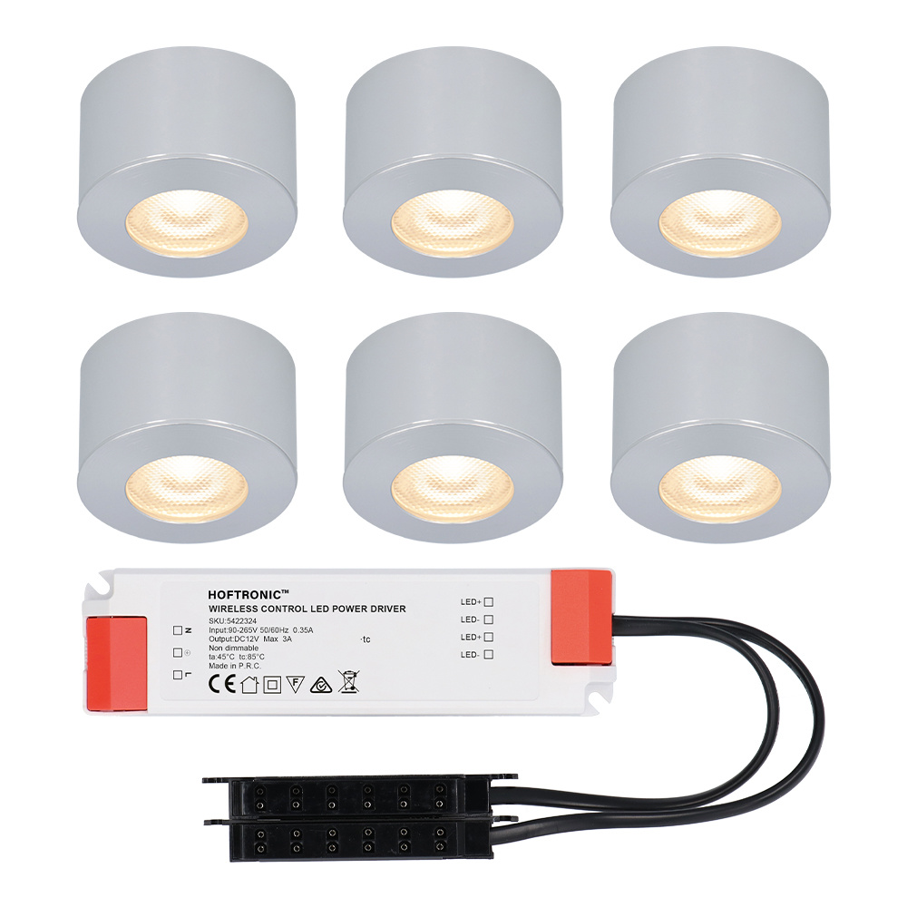 HOFTRONIC Complete set 6x3W niet dimbare LED in/opbouwspots Navarra IP44