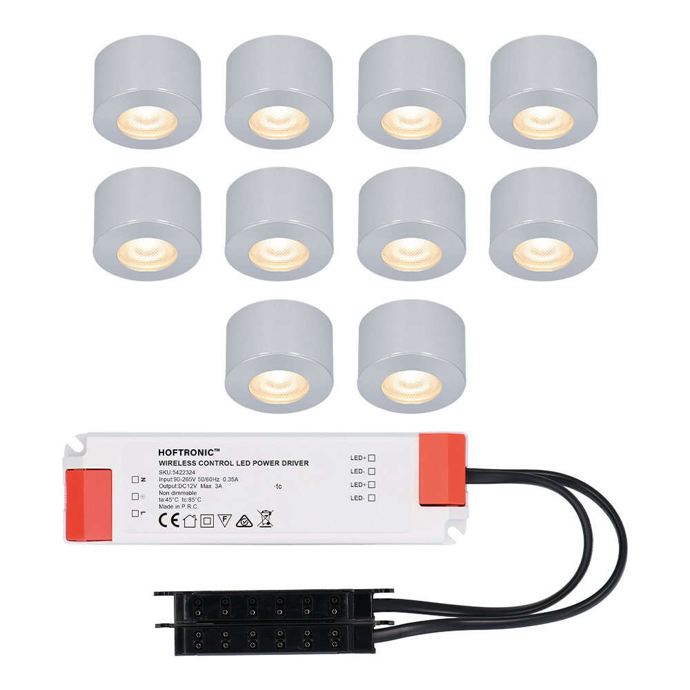 Complete set 10x3W niet dimbare LED in/opbouwspots Navarra IP44