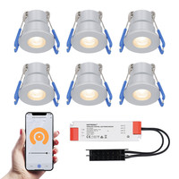 6x Milano Smart LED downlights complete set in SS - Wifi & Bluetooth - 12V - 3 Watt - 2700K warm white - Porch lights - IP65 For indoor and outdoor use