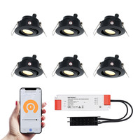 6x Sienna zwarte Smart LED Inbouwspots complete set - Wifi & Bluetooth - 12V - 3 Watt - 2700K warm wit - Veranda verlichting - Voor binnen en buiten