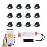 12x Sienna zwarte Smart LED Inbouwspots complete set - Wifi & Bluetooth - 12V - 3 Watt - 2700K warm wit - Veranda verlichting - Voor binnen en buiten