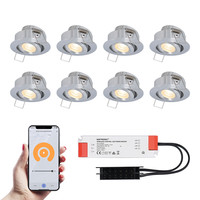 8x Sienna RVS Smart LED Inbouwspots complete set - Wifi & Bluetooth - 12V - 3 Watt - 2700K warm wit - Veranda verlichting - Voor binnen en buiten