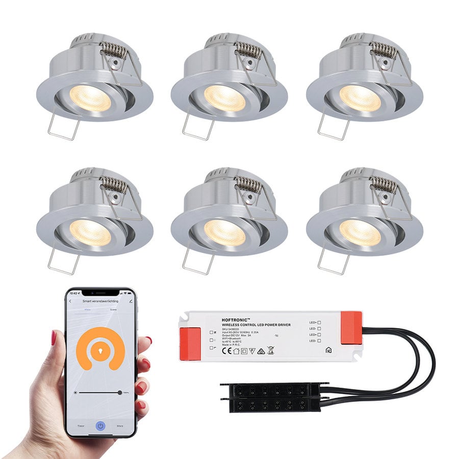 6x Sienna smart LED-Downlight Komplett-Set - Dimmbar - 2700K | Deckenstrahler