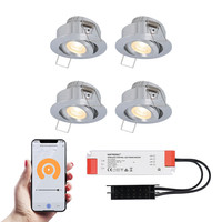 4x Sienna Edelstahl Smart LED Einbaustrahler Komplett-Set - Wifi & Bluetooth - 12V - 3 Watt - 2700K warmweiß - Veranda-Beleuchtung - Für Innen- und Außenbereich
