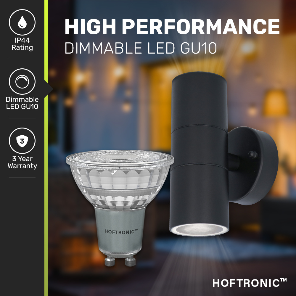 Blenda dimbare LED Wandlamp - 6000K daglicht wit - GU10 - Rond - Up & Down light - Zwart - IP44 voor buiten voor binnen en buiten