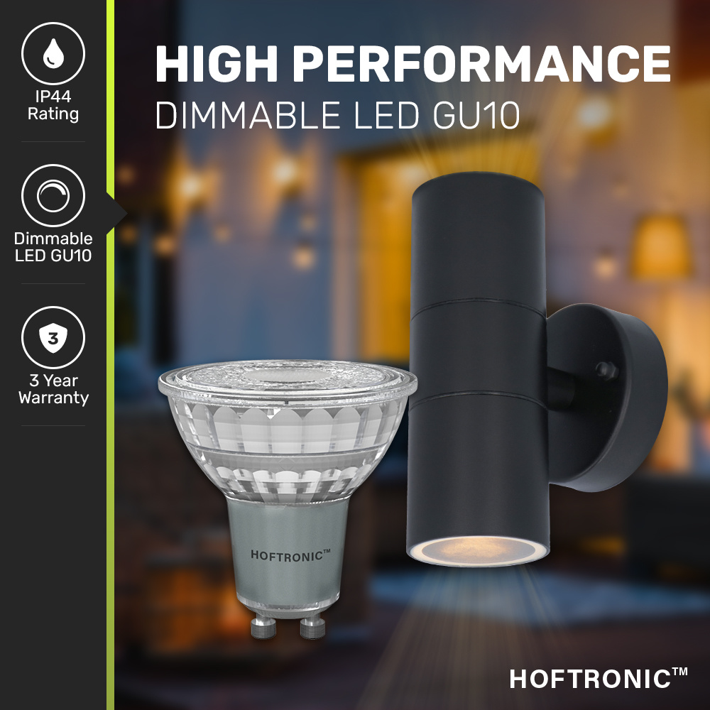 Blenda dimbare LED Wandlamp - 2700K warm wit - GU10 - Rond - Up & Down light - Zwart - IP44 voor buiten voor binnen en buiten