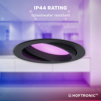 Smart WiFi LED recessed spotlight Luna RGBWW tiltable Black IP44 1050lm