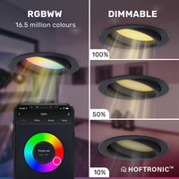 Smart WiFi LED recessed spotlight Luna RGBWW tiltable Black IP44 1050lm