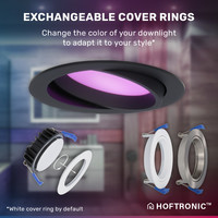 Smart WiFi LED recessed spotlight Luna RGBWW tiltable Black IP44 1050lm