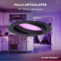 Set van 6 Luna - Smart inbouwspots - WiFi + Bluetooth - 12W 1050lm Superbright - RGBWW Dimbaar - Zwart - Kantelbaar - IP44 Waterdicht - Google home , Alexa en Siri - Smart spotjes