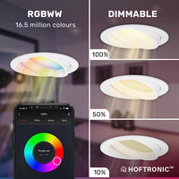 Smart WiFi LED inbouwspot Luna RGBWW kantelbaar wit IP44 1050lm