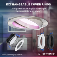 Set of 3 smart WiFi LED recessed spotlights Luna RGBWW tiltable stainless steel IP44 1050lm