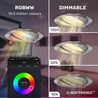 Set of 6 smart WiFi LED recessed spotlights Luna RGBWW tiltable stainless steel IP44 1050lm