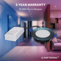 Komplettset 6 Stück intelligenten WiFi LED-Einbaustrahlern Aura RGBWW Schwarz IP44 1050lm