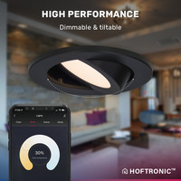 Vienna Smart inbouwspots - WiFi + Bluetooth - Bestuurbaar via App - RGBWW Dimbaar - Zwart - kantelbaar - IP65 Waterdicht - Google home , Alexa en Siri - Smart spotjes