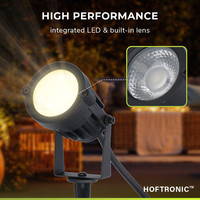 Set van 6 moderne zwarte LED prikspot Lenzo - 5 Watt - Warm wit 3000K - IP65 Waterdicht ideaal als tuinverlichting