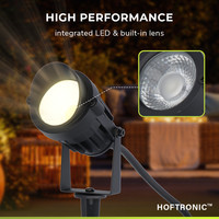 Set van 3 moderne zwarte LED prikspot Lenzo met kap - 5 Watt - Warm wit 3000K - IP65 Waterdicht ideaal als tuinverlichting