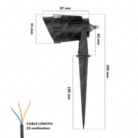 Modern black LED pin spot Lenzo with hood - 5 Watt - Warm white 3000K - IP65 Waterproof ideal as garden lighting